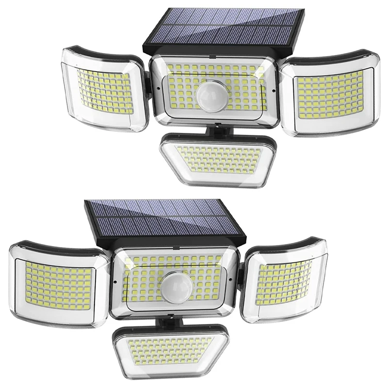 

Solar Lights Outdoor,Security Lights Solar ,278 LED Motion Sensor Lights,4 Heads Flood Lights IP65 Waterproof 2 Pack Retail