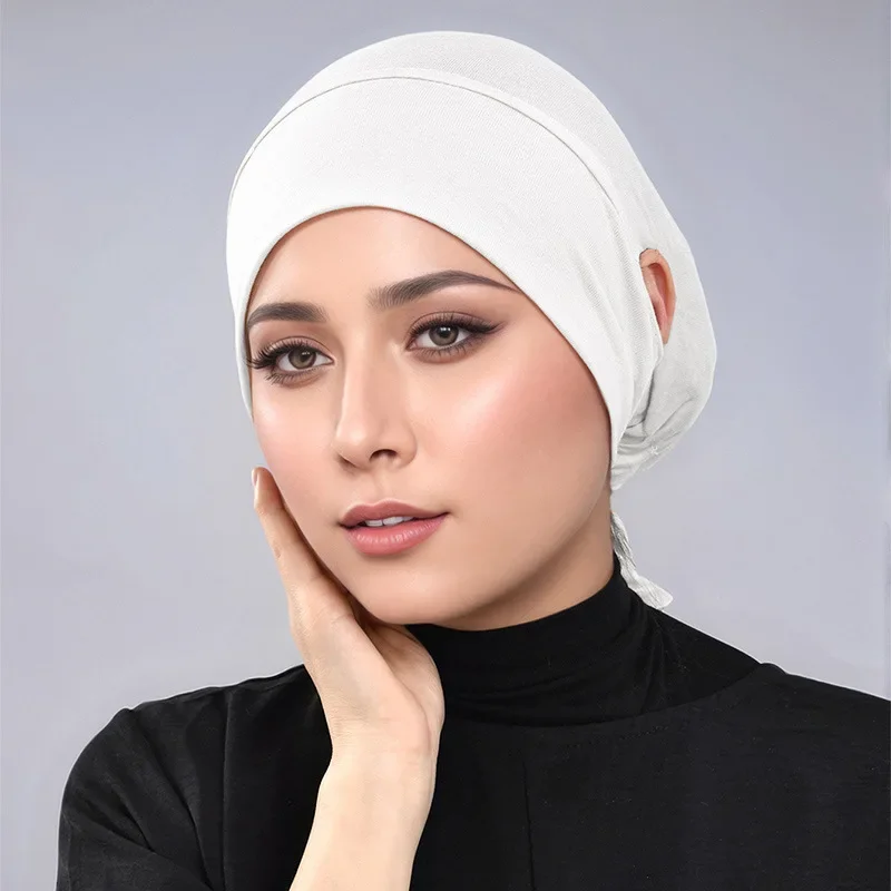 

Adjustable Modal Under Cap with Ear Hole Hijab Muslim Inner Scarf Bandanas Underscarf Turban Beanies Bonnet Head Wrap Turbante