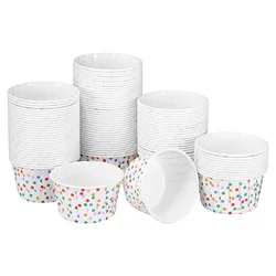 Cabilock 100pcs Disposable Ice Cream Cups Dessert Bowls Dot Paper Cups Party Supplies