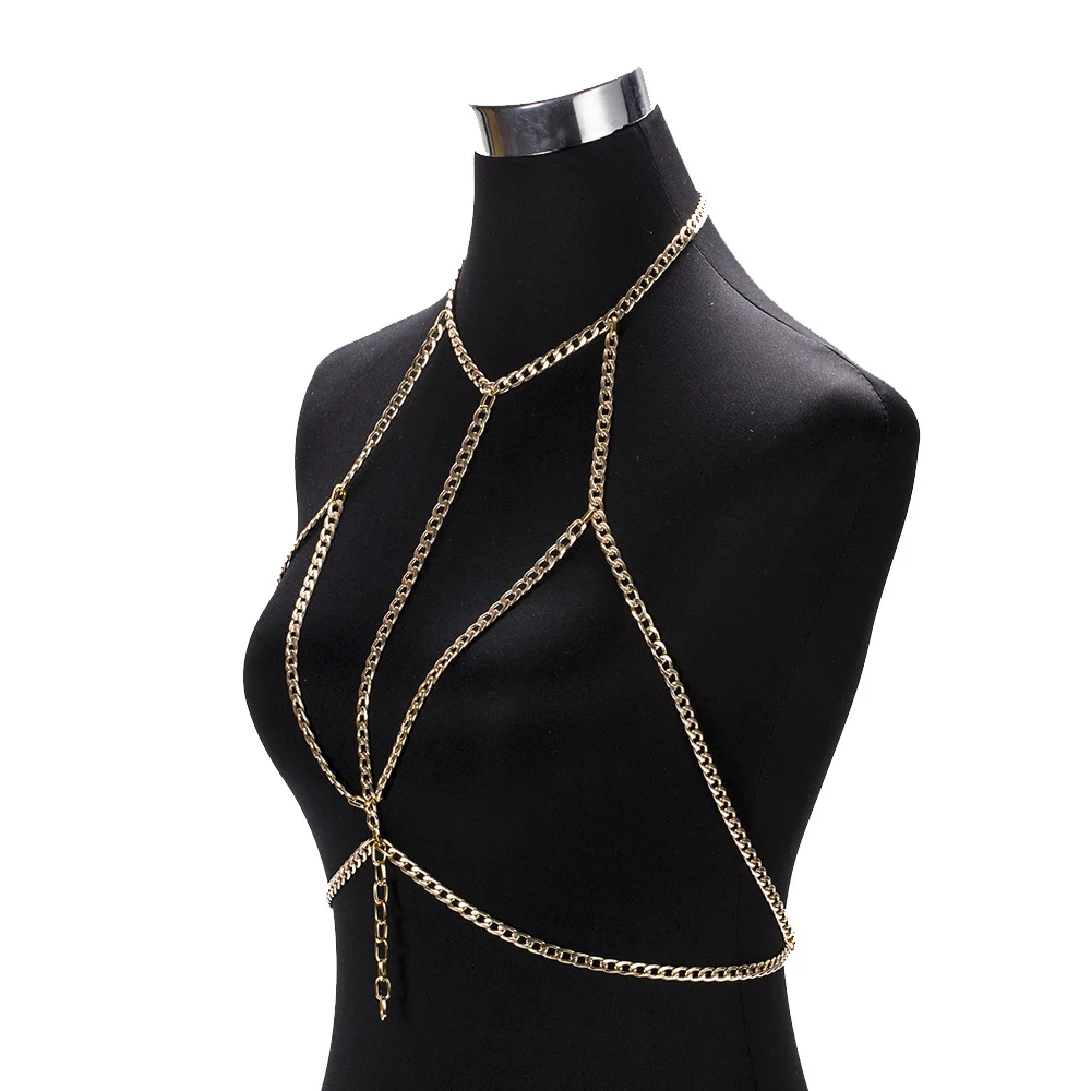 Sexy Metal Aluminumm Bra Chain Necklace Body Jewelry For Women Beach Bikini Decor Chest Body Chain Harness Accessories