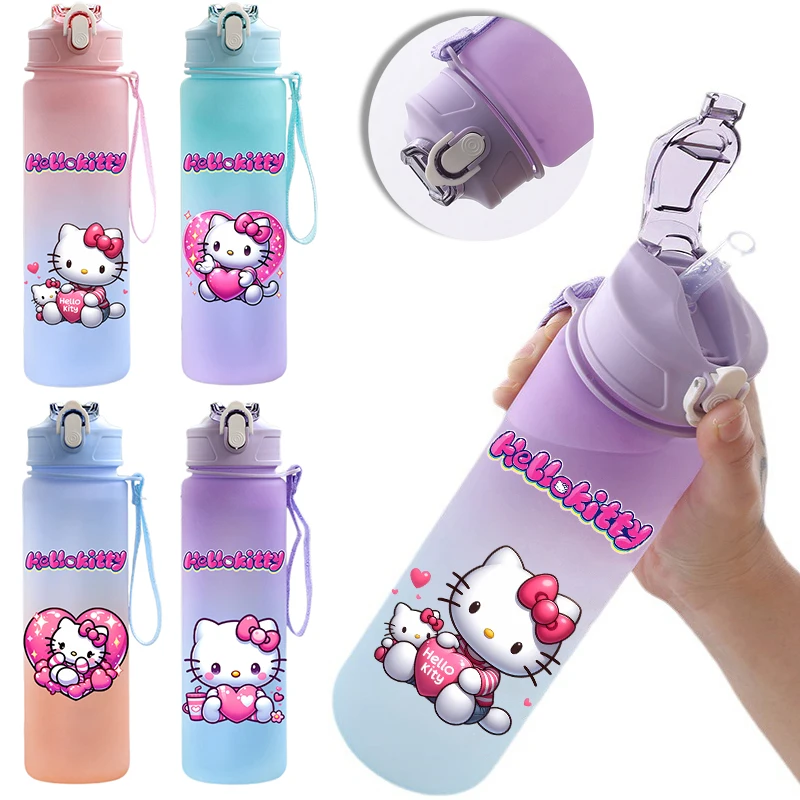 750Ml Water Cup Anime Hello Kitty Portable Children Cute Cartoon Outdoor Sport Large Capacity Water Bottle Christmas Gift