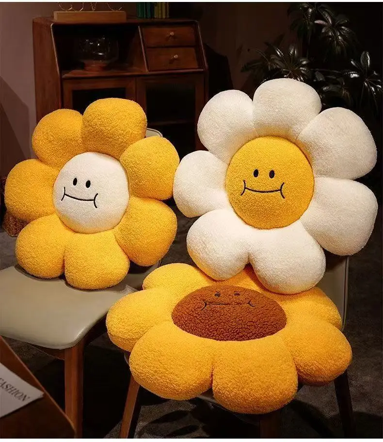 Sonnenblumen-Kissen für Sofa, Wohnzimmer, Boden, Blumenfenster, Blütenblatt-Rückenlehne, Luxuriöses Kopfteil-Kissen, Kindersitzkissen – Detail 8