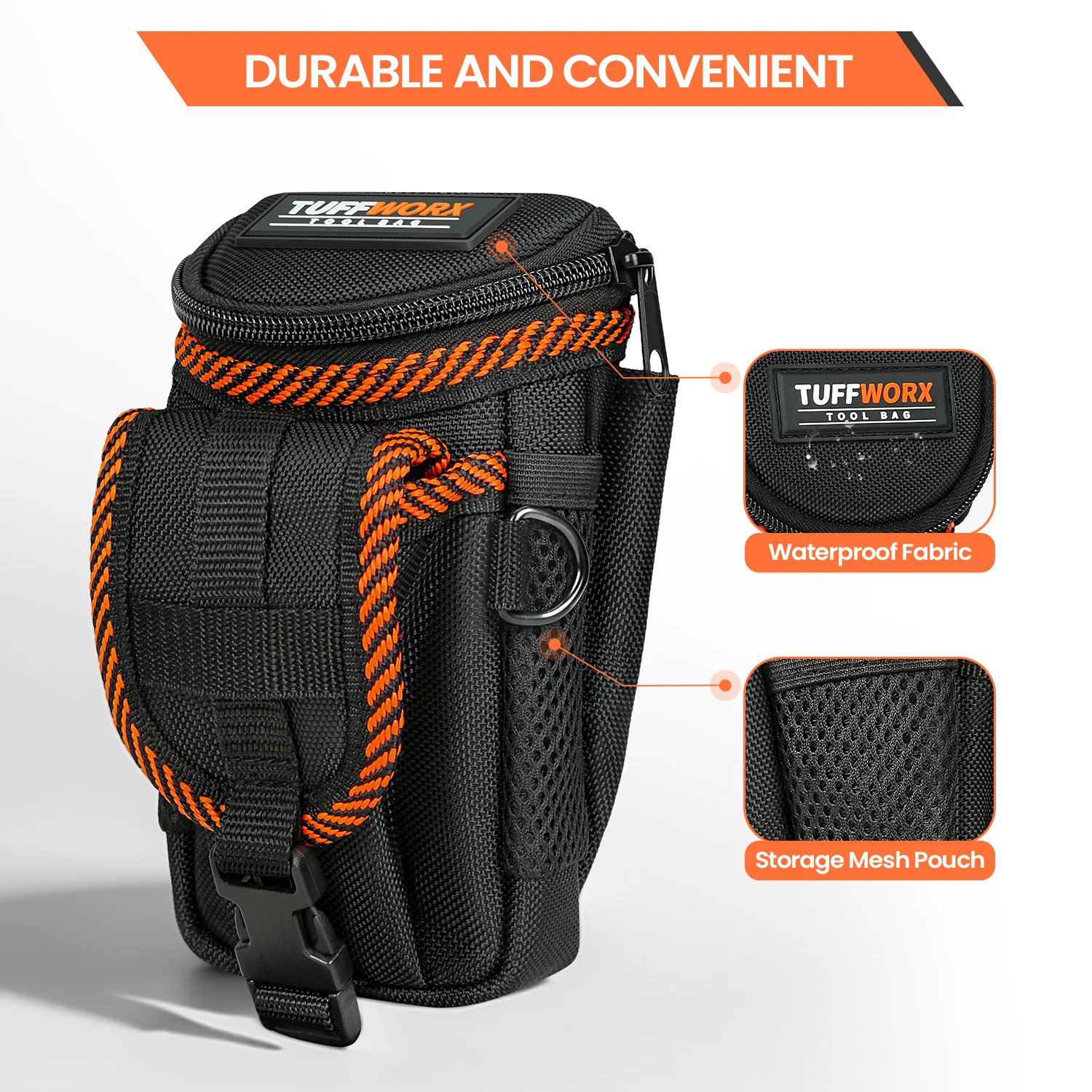 حقيبة أدوات صغيرة مع مشبك حزام، أكياس حزام الأدوات، حقيبة أدوات الكهربائي. مرفق جيب منظم صغير لحزام الأدوات