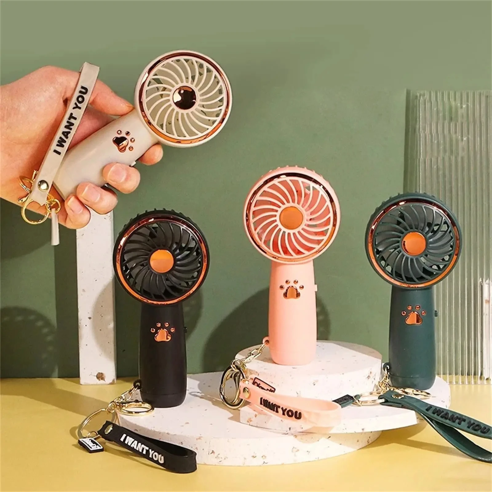Mini Fan Cute Cartoon Portable Rechargeable USB Handheld Fan Outdoor Family Easy To Carry High Value Mini Fan