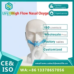 Tubo nasale per ossigeno ad alto flusso Cannula nasale ad alto flusso Cannule nasali per ossigeno con tubo nasale O2 con cinghia flessibile per la testa per adulti.