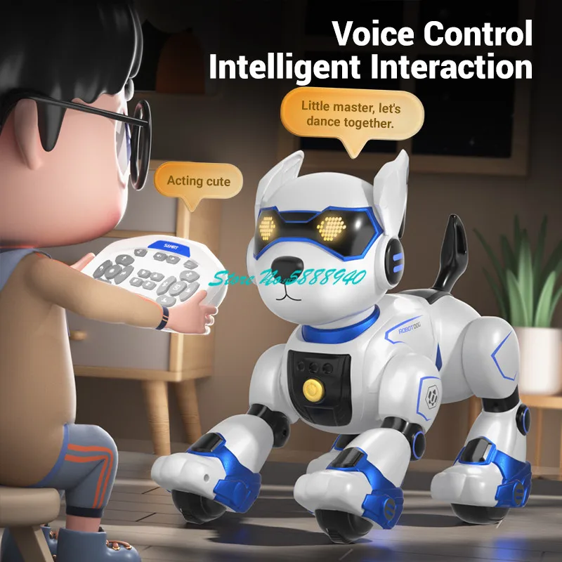 Perro Robot RC con Control de voz inteligente multifunción, 2,4G, detección táctil, DEMO automático, Control remoto eléctrico, perro, juguete para niños