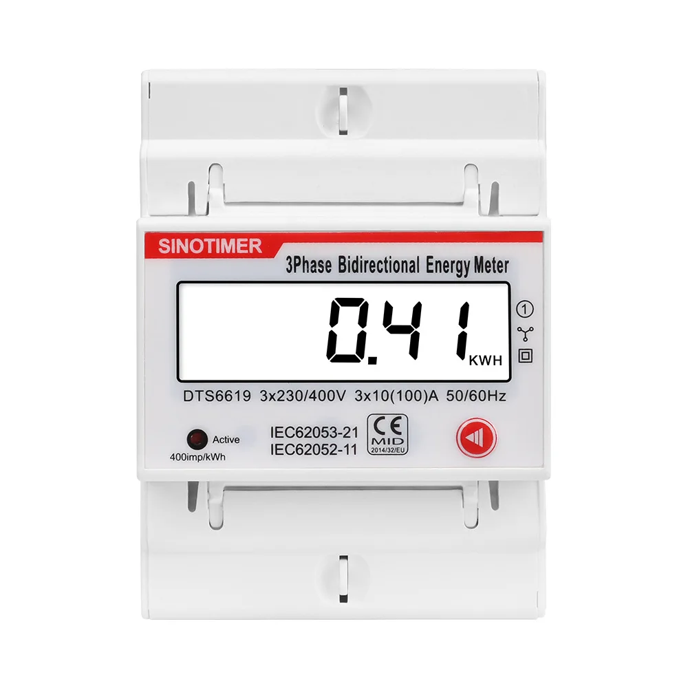 Dgital Bidirectional Wattmeter 100A 380V AC Three Phase 4 Wire Energy Meter kWh Power Meters Backlit LCD Display Energy Meter