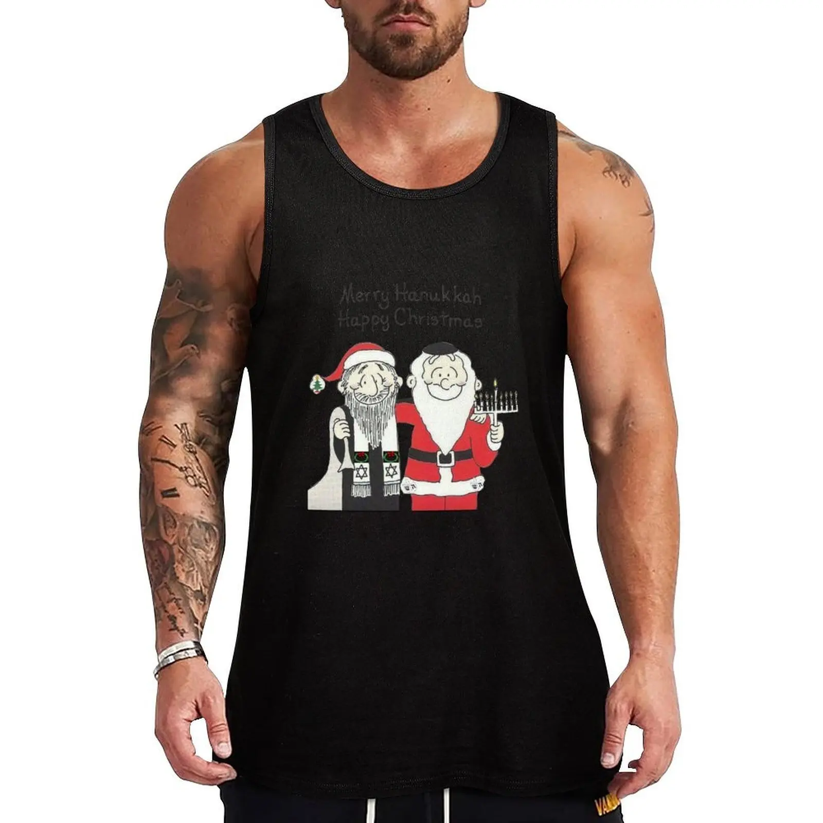 

Celebrate Both, Interfaith, Hanukkah and Christmas, Chanukkah Tank Top Top summer Men's t shirt basketball sleeveless jackets