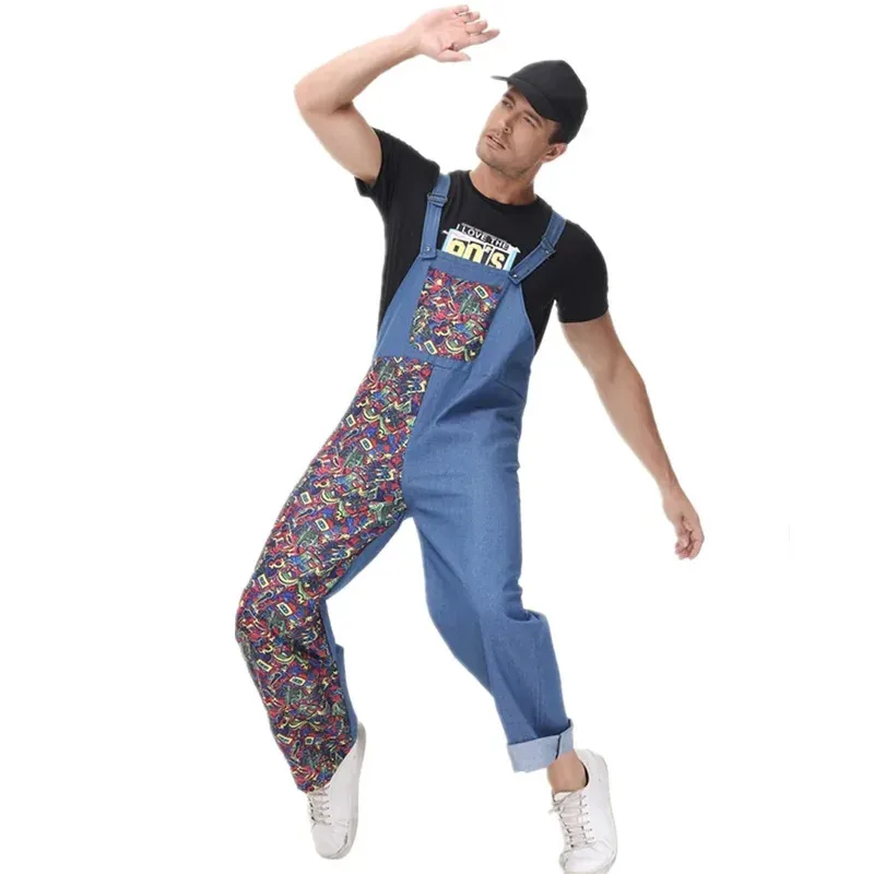 

Halloween Hippie Costume Retro 80's 90's Disco Hippie Costume Hip Hop Casual Bib Suit Cosplay Carnival Party Costume Men's