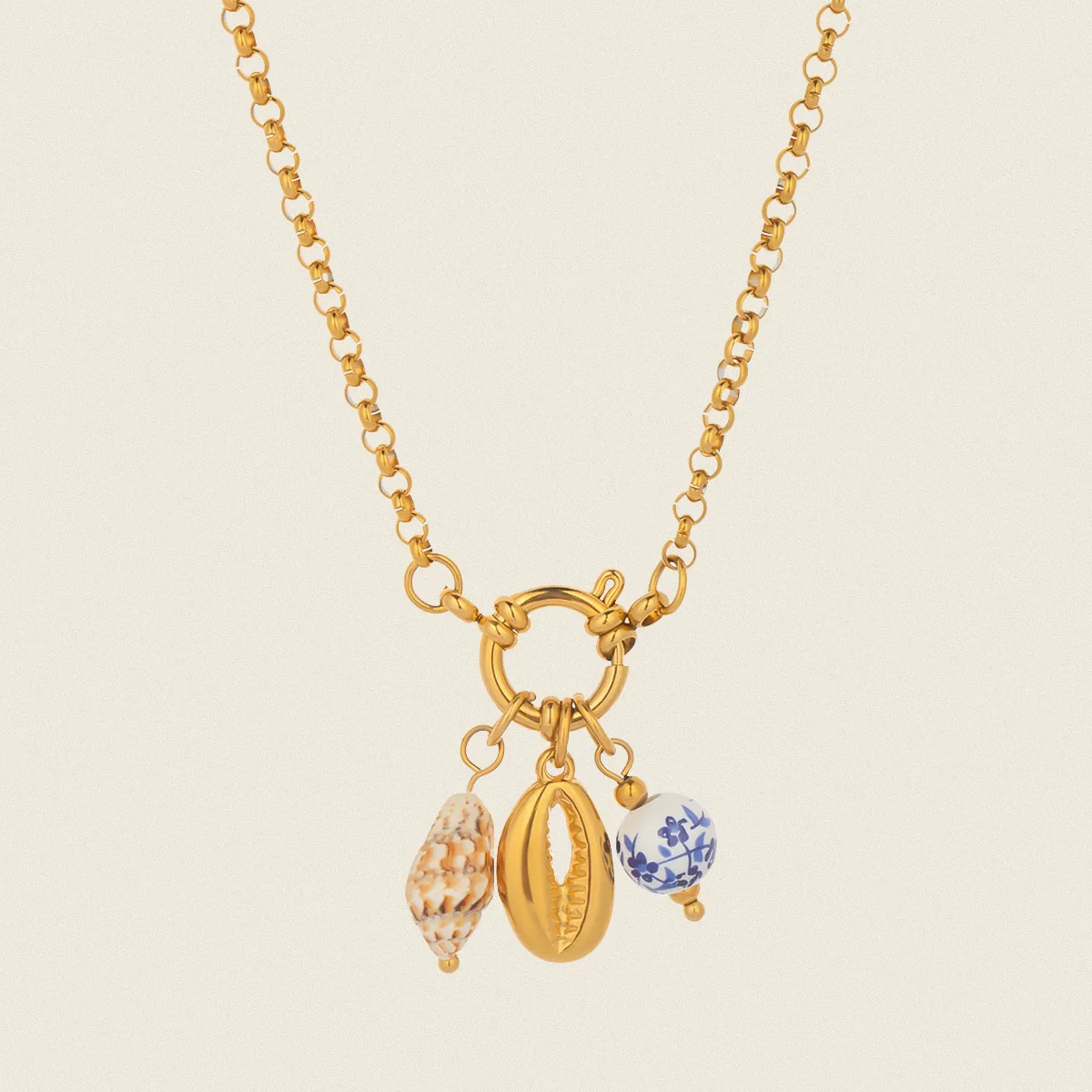 

Yori Stainless Steel Seashell Conch Pendant DIY Necklace Women's 18K Gold-plated High-end Personalized Jewelry Wholesale