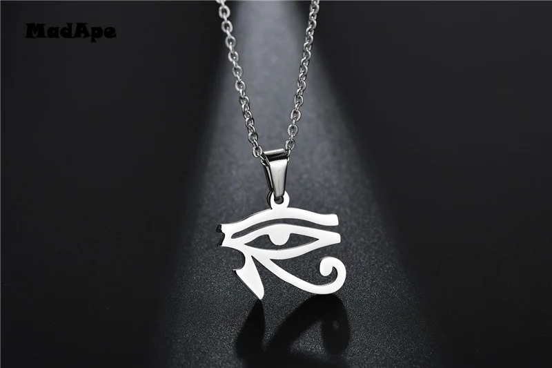 MadApe 2019 Fashion Egypt Eye Of Horus Charms Pendant Necklaces Stainless Steel Chain Necklace Gold Color Jewelry For Women Gift