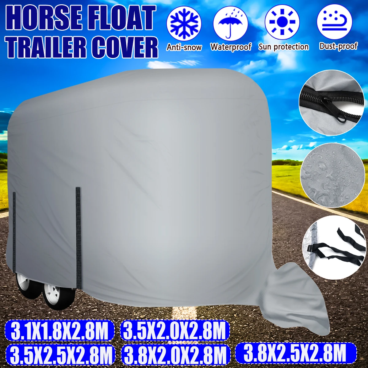 210D Horse Float Trailer Cover & Tow Hitch Cover Waterproof Sun Protection UV Resistant