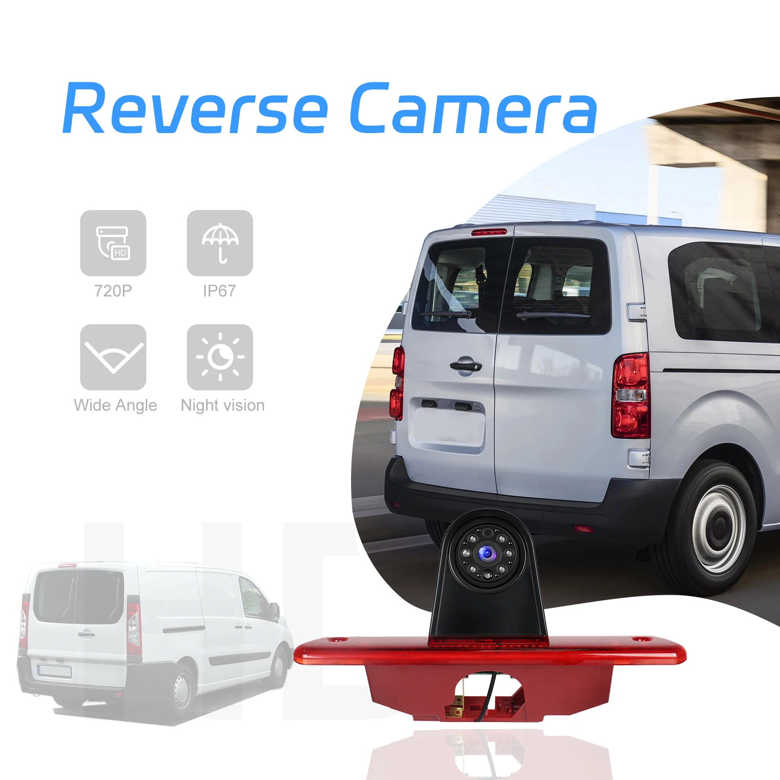 podofo Telecamera posteriore per retromarcia per Citroen Jumpy/Peugeot Expert/Toyota Proace 2007-2016 con visione notturna e luce freno