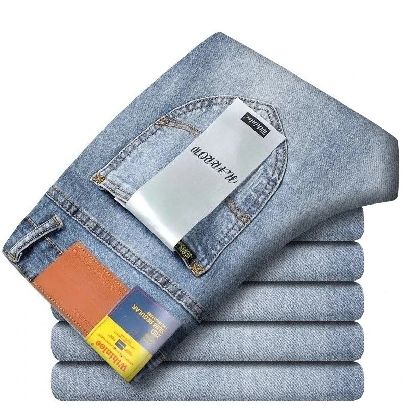 2026 Neue Stretch-Jeans für Herren: Klassische Blau-Schwarz Business-Denim-Hose, Lässige Gerade Hose, Markenkleidung