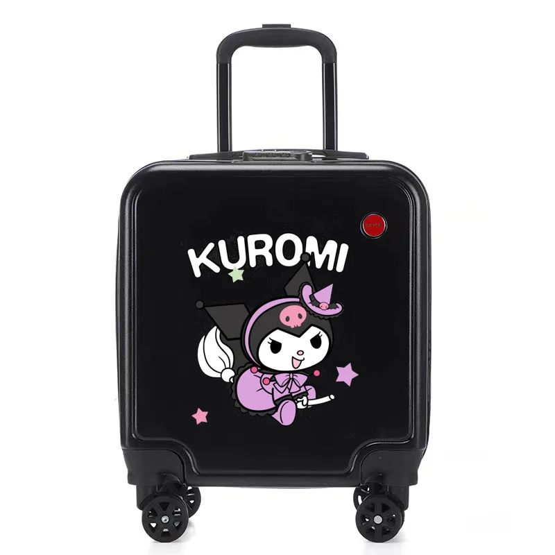 Sanrios รถเข็น Kuromi การ์ตูน Kuromi ความจุขนาดใหญ่เด็ก Universal ล้อรหัสผ่านล็อคนักเรียน Universal กระเป๋าเดินทาง