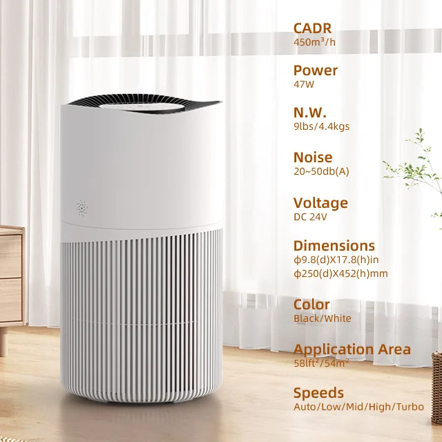 

Hot Sale High Efficiency Desktop Rechargeable Smart Home Large Room Hepa Filter Air Purifier Equipment For Bedroom