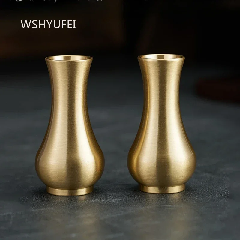 2pcs Metal Water Purification Vase Water Cup for Buddha Worship Flower Arrangement Small Flower Utensils Tea Room Decorations