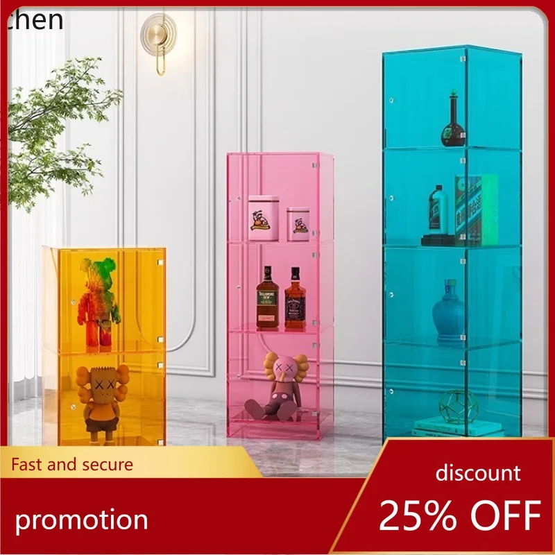 ZML Storage Rack Home Wall-Mounted Bookshelf Floor Transparent Dustproof Multi-Layer Storage Cabinet