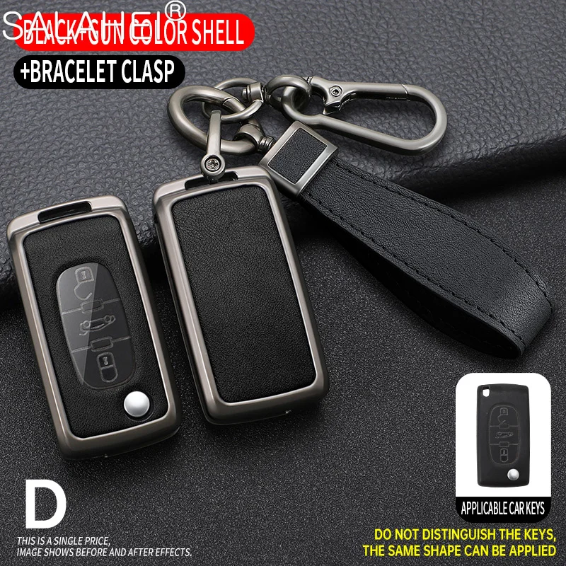 

Zinc Alloy Car Key Case Cover Shell Holder For Peugeot 107 207 307 307S 308 407 607 807 3008 5008 Key Bag Keychain Accessories