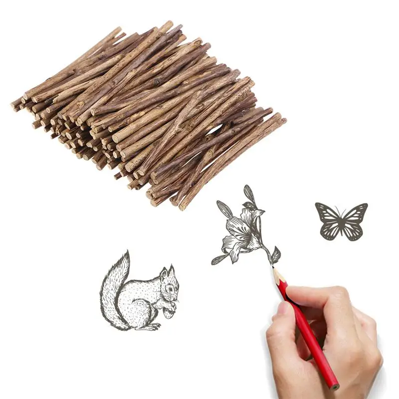 100pcs Natural Wooden Stick 10CM Long Wood Aquarium Coloured Sticks Sticks Pieces Branches For DIY Crafts Branch Tree Bark