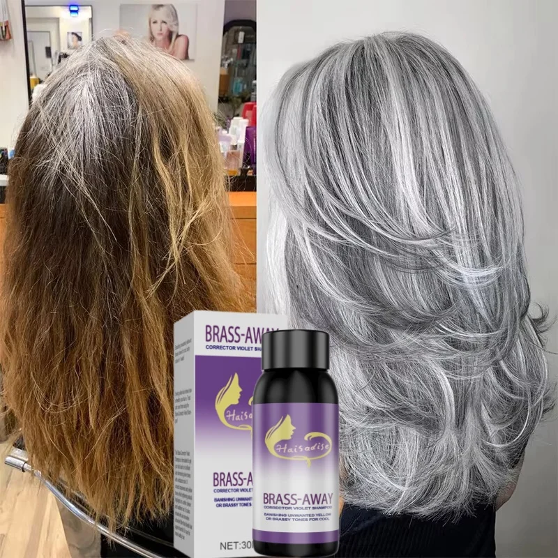 

Purple Hair Dye Shampoo for Blonde to Cover Gray Non-irritating Hair Fading Yellow After Bleach Hair Shampoo Gray Hair Remedy