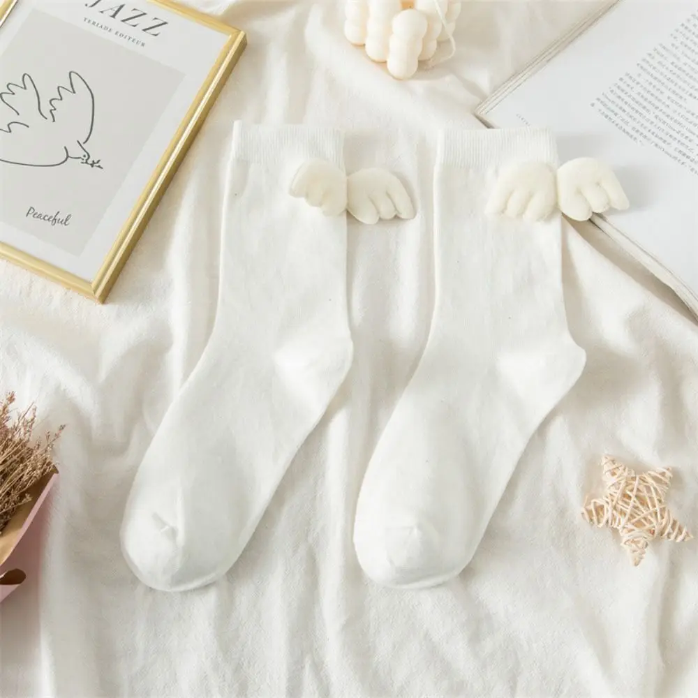 

Novelty Polyester Cotton Long Socks Breathable Angel Wing Middle Tube Socks Streetwear Elastic Sport Socks Girls