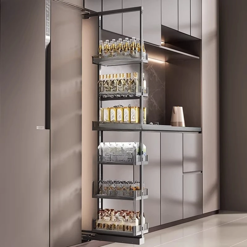 

Kitchen cabinet high cabinet pull basket narrow side high cabinet snack pull basket