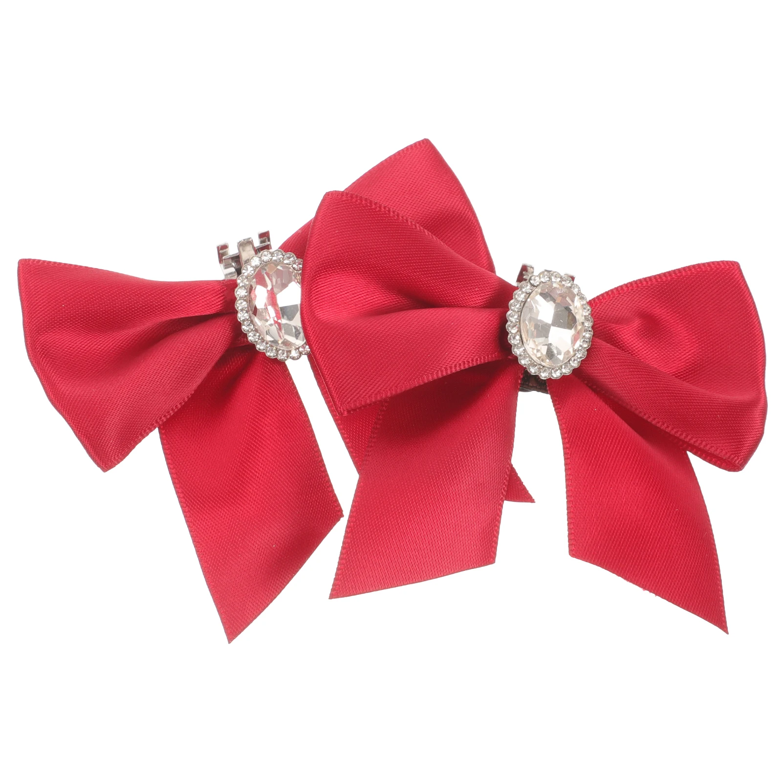 

2pcs Red Bow Flowers Wedding Shoe Charms Bridal Bowknot Embellishments Elegant Satin Alloy Detachable Shoe Jewelry For Pumps