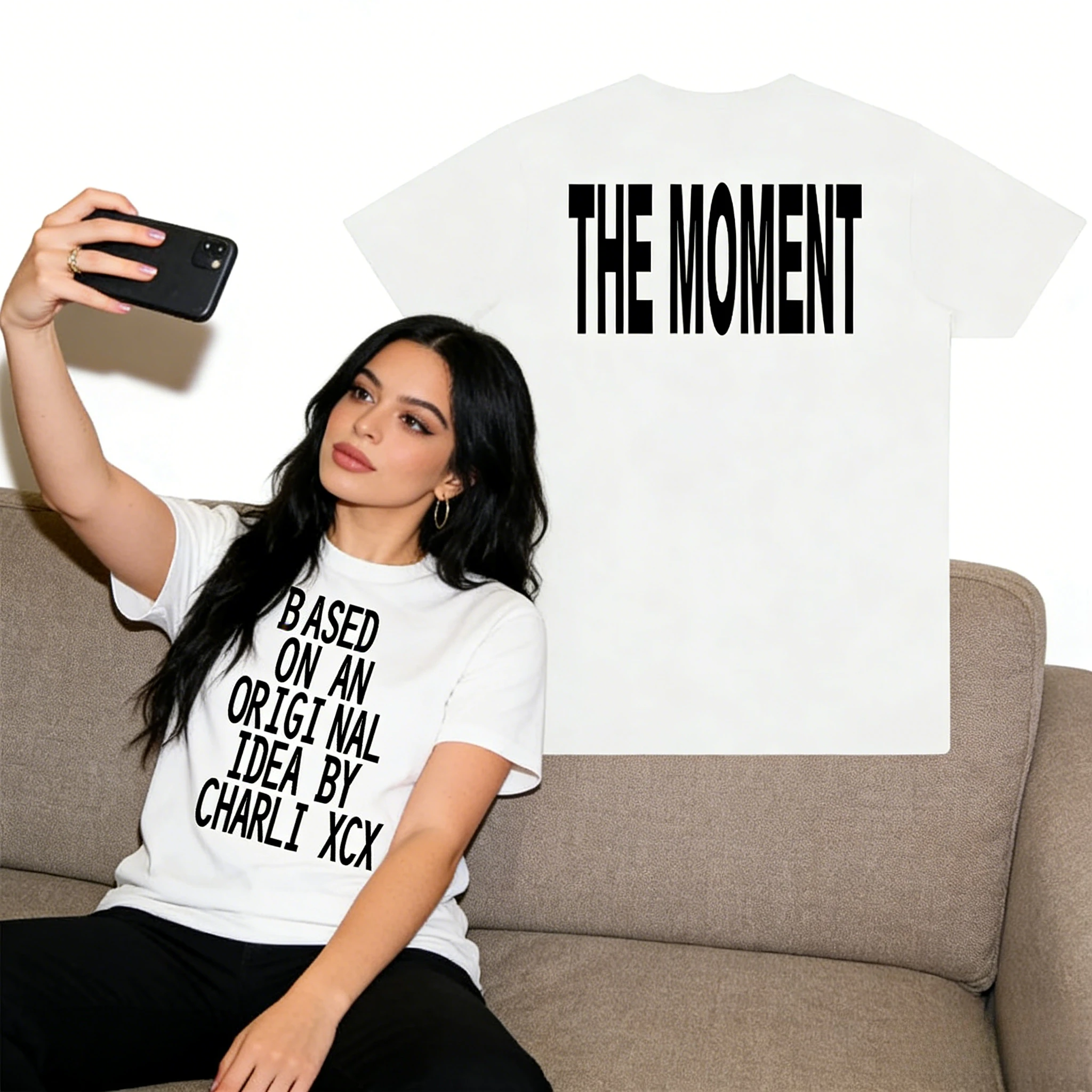 Charli Xcx The Moment Same Style ASED ON AN ORIGINAL IDEA BY CHARLI XCX Print T-shirt Men Women Summer Tee Oversized Casual Tops