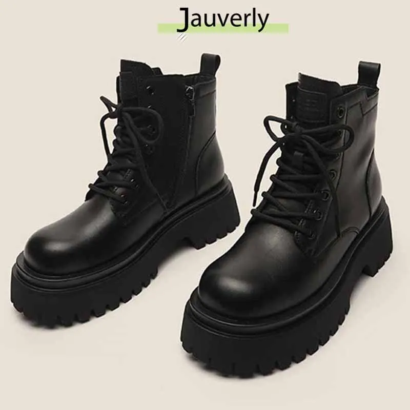 

2025 Casual Thick-soled Boots Lace-up Sports Shoes Chunky Ankle Boots Outdoor High-top Shoes Comfortable Zipper Short Boots