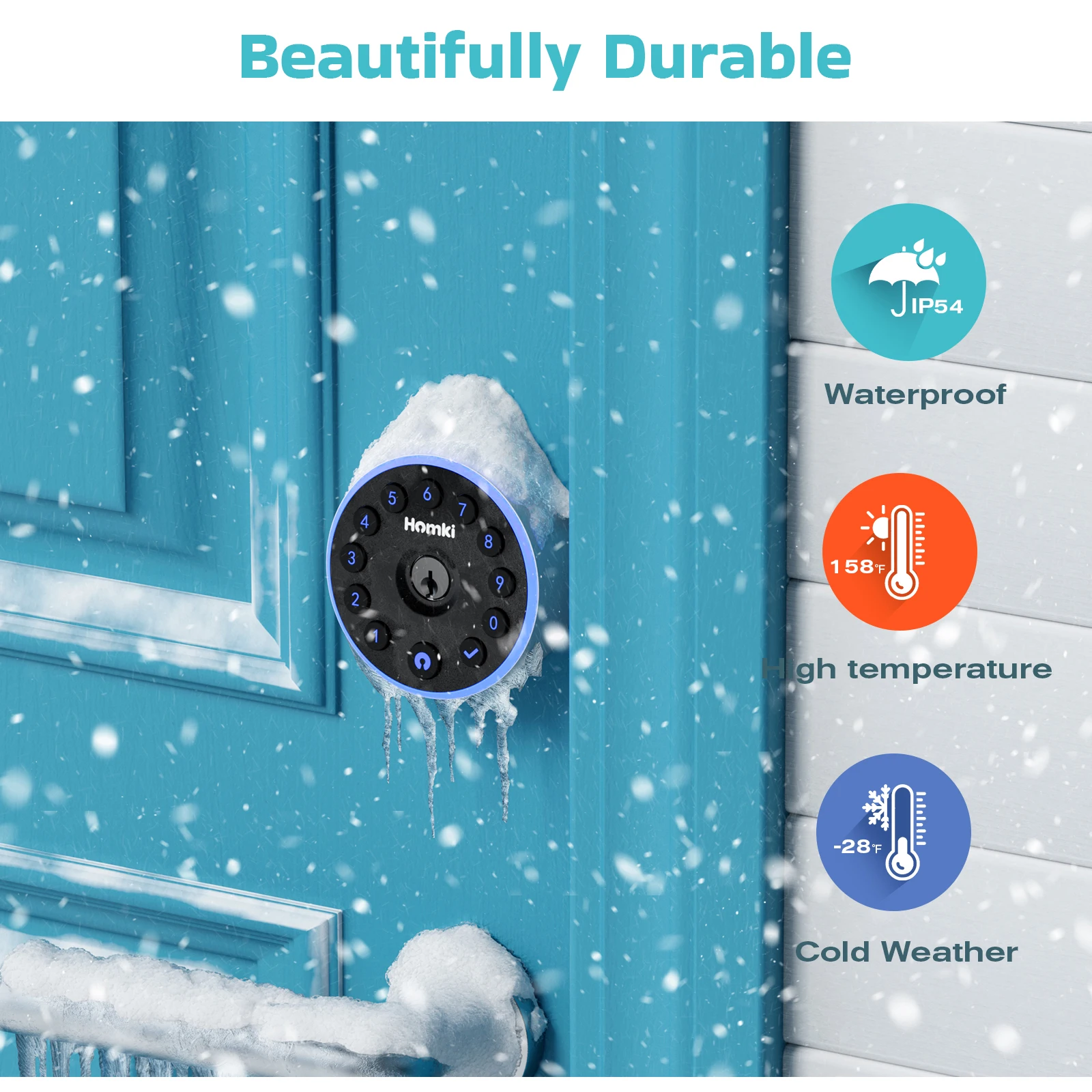 RAYKUBE IP54 Waterproof Tuya Bluetooth Smart Deadbolt Lock Electronic Door Lock APP with Keypads Password/ App /Key Unlock