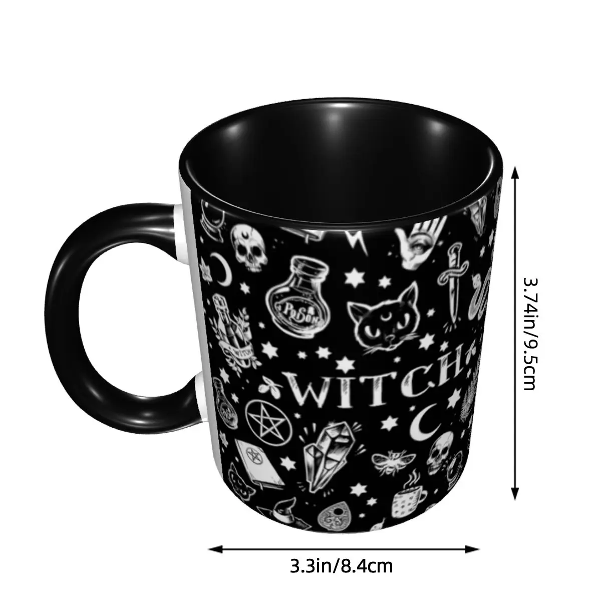 Personalized Witch Pattern Mugs DIY Halloween Occult Gothic Magic Ceramic Milk Tea Coffee Cups
