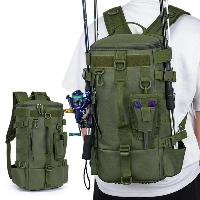 Tactical Backpack Large Capacity Waterproof Hiking Rucksack Multifunctional Camping Mountaineering Fishing Lure Bag Outdoor