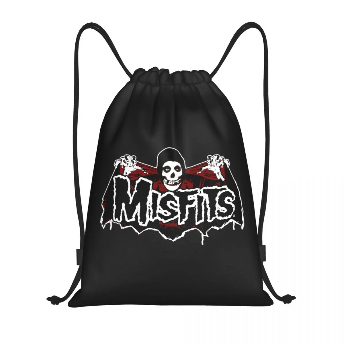 Rock Band Misfits Skull Bat Drawstring Bags Women Men Foldable Gym Sports Sackpack Heavy Metal Training Backpacks