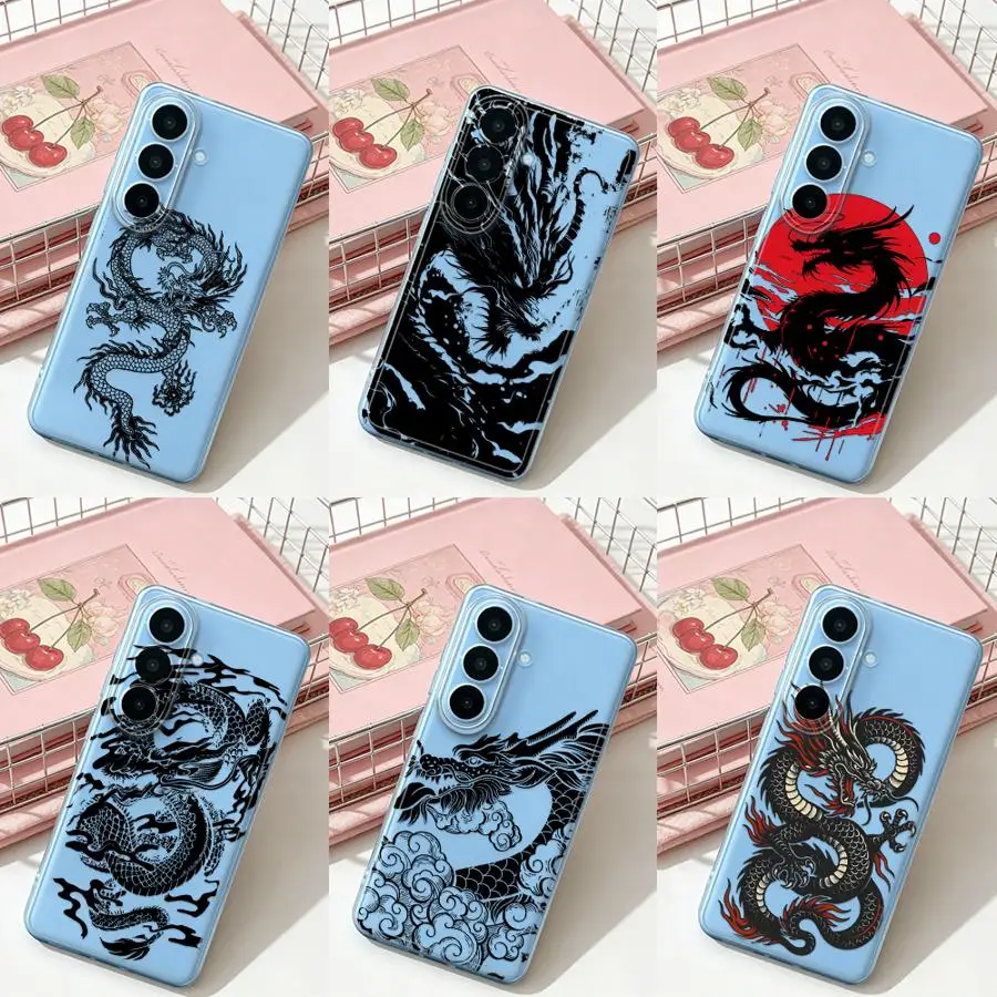 Phone Cover Case for Samsung Galaxy A26 A24 A33 A52 A52 A31 A14 A16 A25 A57 A36 A13 A55 A23 A34 A35 A54 A15 A56 A27 Ink Dragon