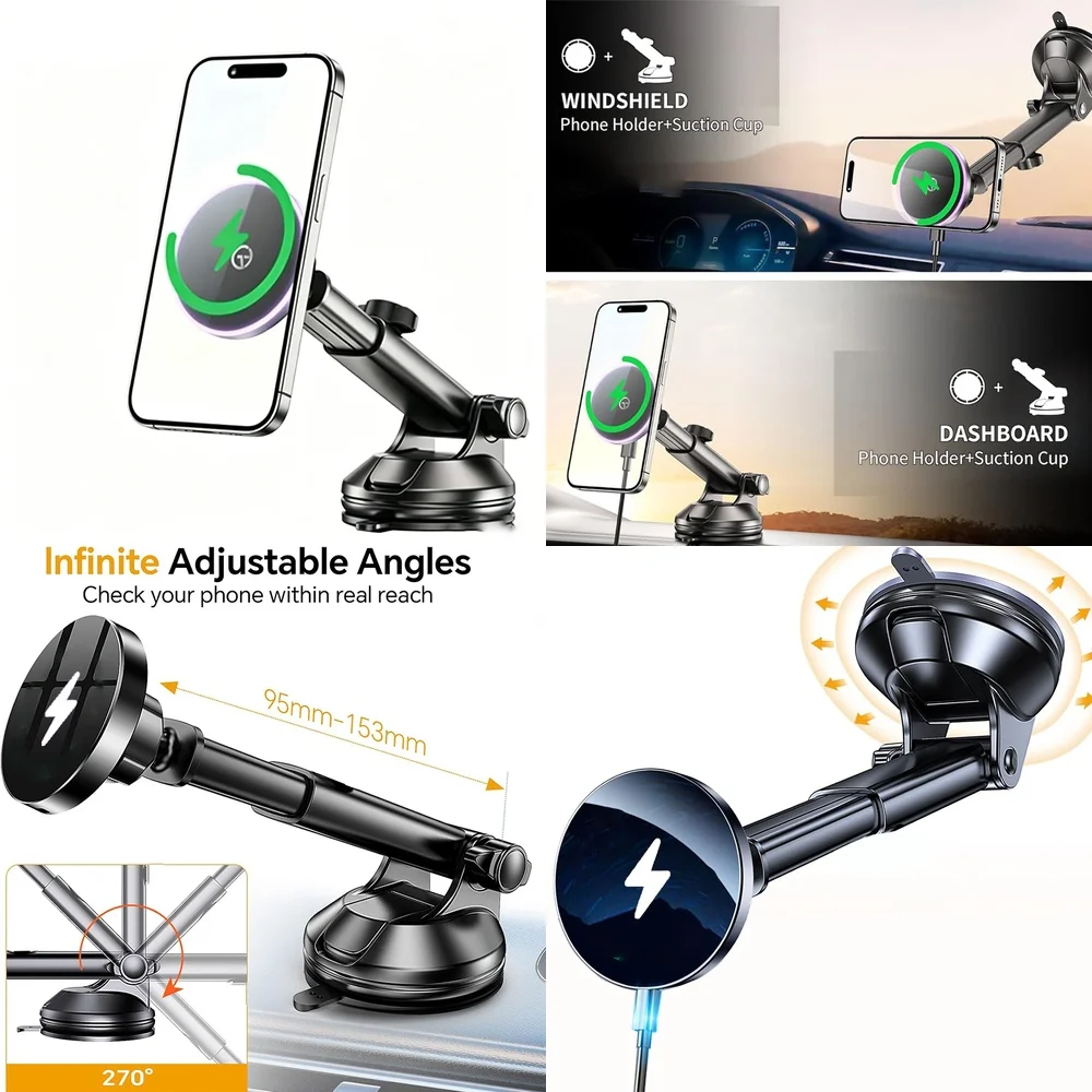 New Electronics Products Trending 2026 Magnetic Wireless Car Charger Dashboard Car Phone Holder Consumer Electronic Accessories
