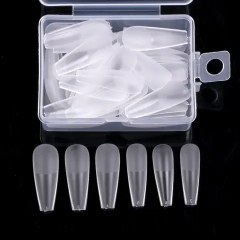 TSZS 50 पीस/बॉक्स कॉफ़िन स्टिलेट्टो स्क्वायर सॉफ्ट जेल टिप्स पारदर्शी फुल कवर मैट सिंगल साइज़ सैलून DIY नकली नाखून 10 best sales पूर्ण कवर नाखून - №7