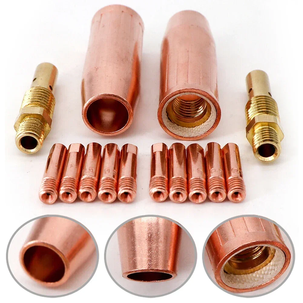 New MIG Welding Copper 14pcs Contact Prompt For 100L Contact Tip Link 0.6mm-1.2mm MIG Welding Mig Welding Kit