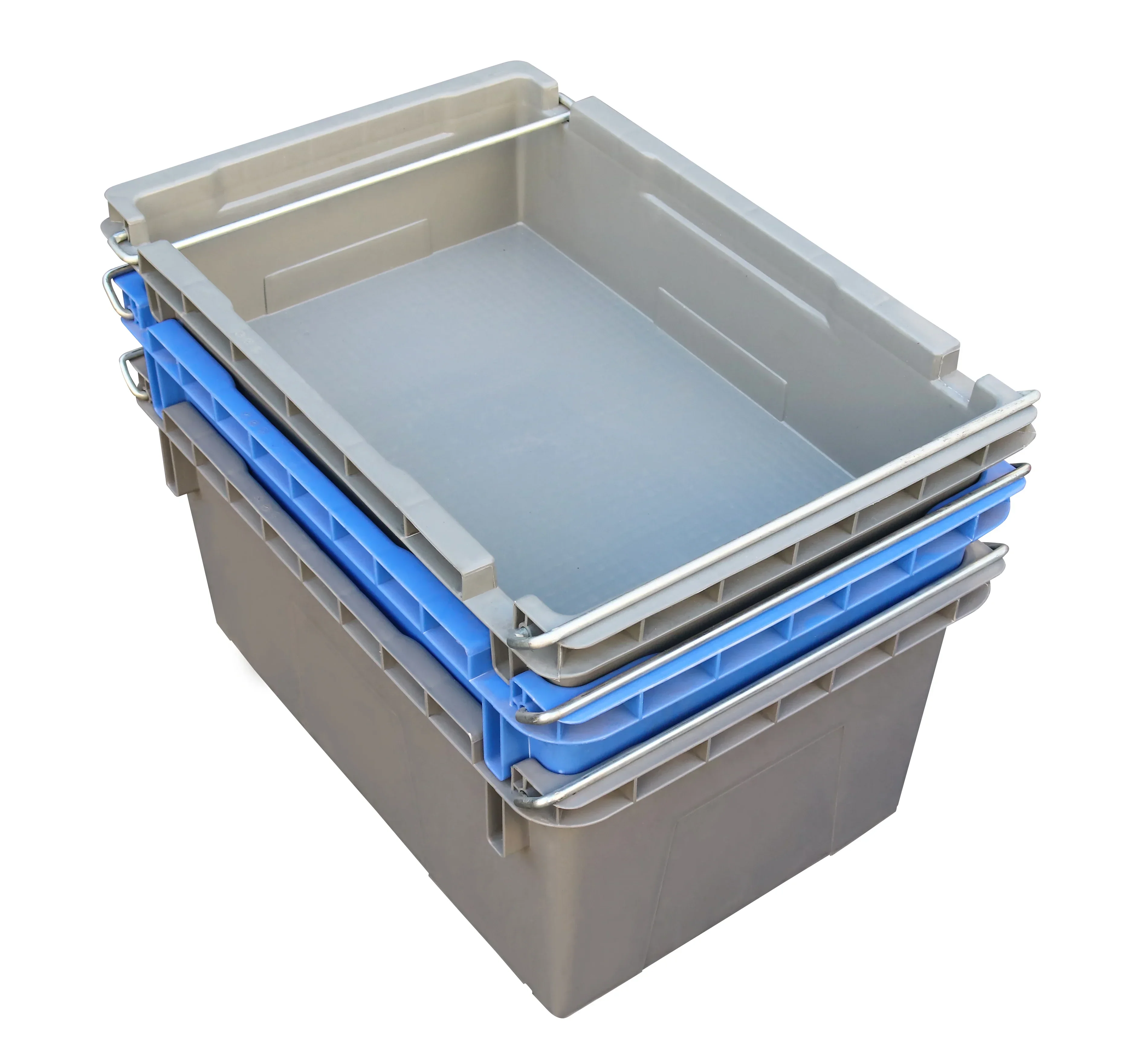 Stackable and Nestable heavy duty Plastic fish crate with handle for fruits and vegetables moving 622*422*152 mm