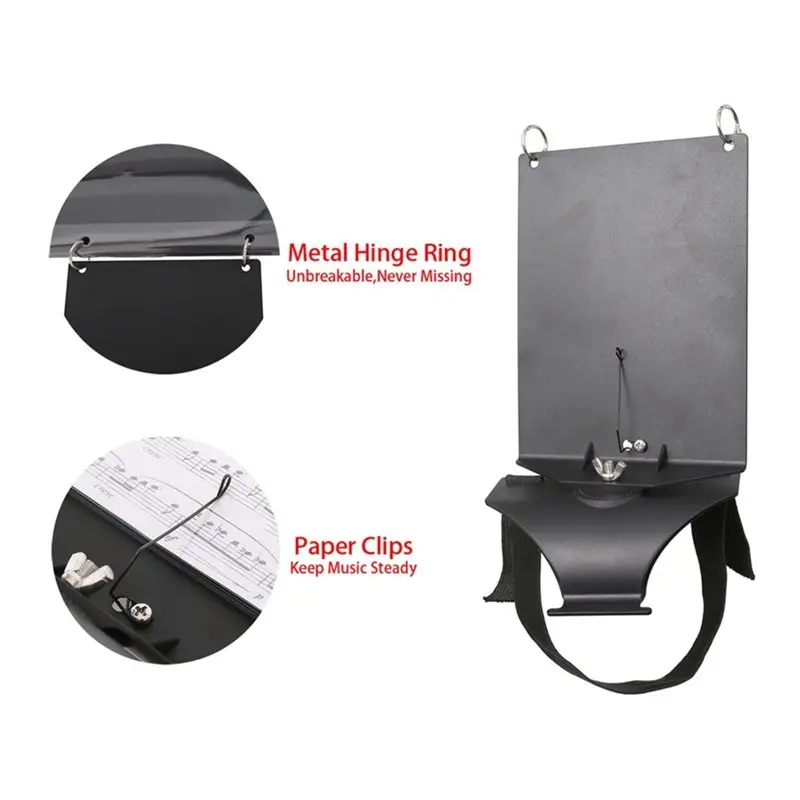 A64T-Portable Flute Lyre Music Stand Music Holder Marching Band Lyre For Flute & Piccolo With Flip Folder