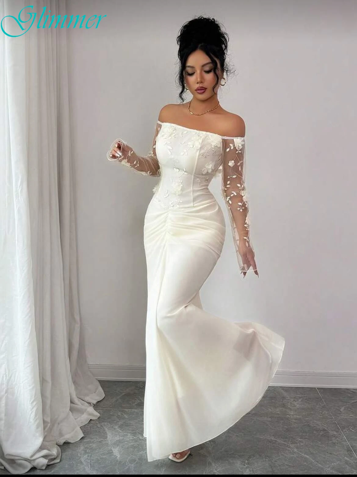 تخصيص حورية البحر قارب الرقبة كاب كم فستان سهرة أنيق حساسة فساتين المشاهير مزاجه فساتين مناسبة مخصصة