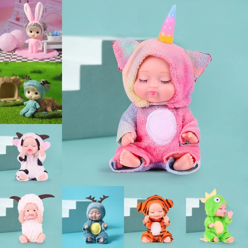 11cm Cartoon Mini Reborn Doll Toys 1/8 BJD Cute Animal Series Babies Sleeping Reborn Dolls Children DIY Play House Toys Gifts