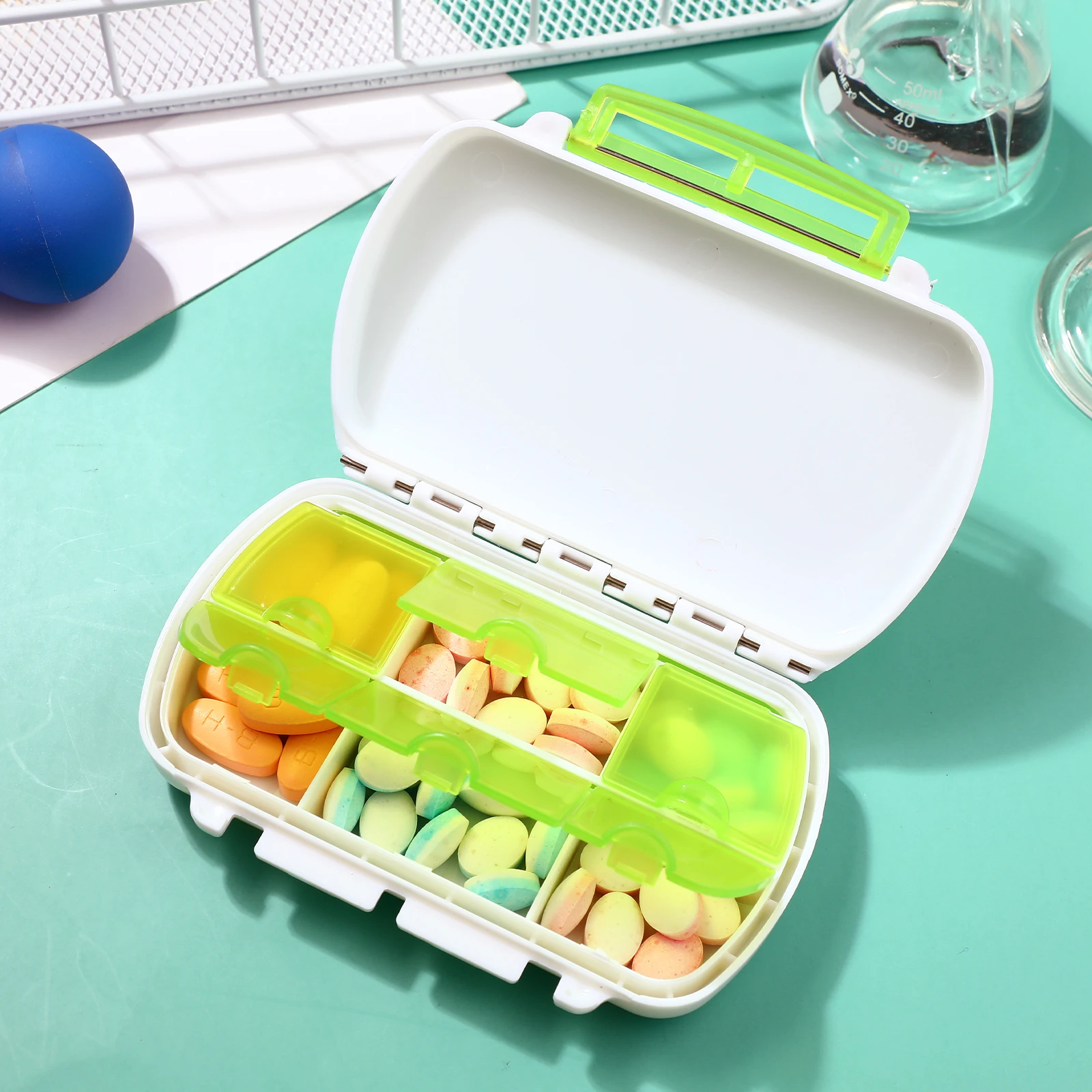 

6 Compartments Portable Pill Box Weekly Organizer Hygienic Medication Holder Travel Home Office Daily Use Compact Storage Case