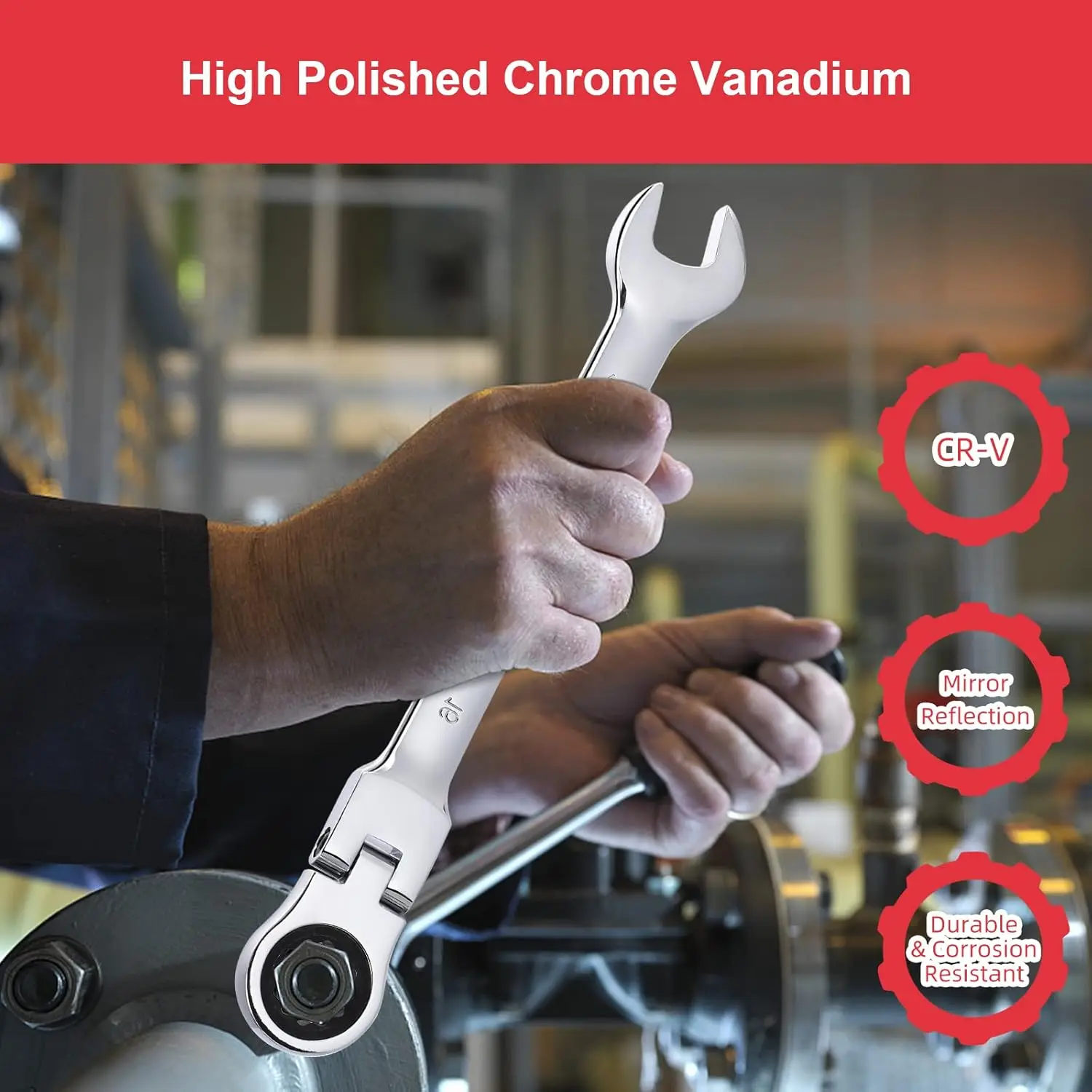 مجموعة مفاتيح ربط برأس مرن مكونة من 12 قطعة، مجموعة مفاتيح تصعيد، متري 8-19 مم، 72 سنًا، مجموعة مفاتيح ربط بسقاطة من الفولاذ Cr-V مع حقيبة #4