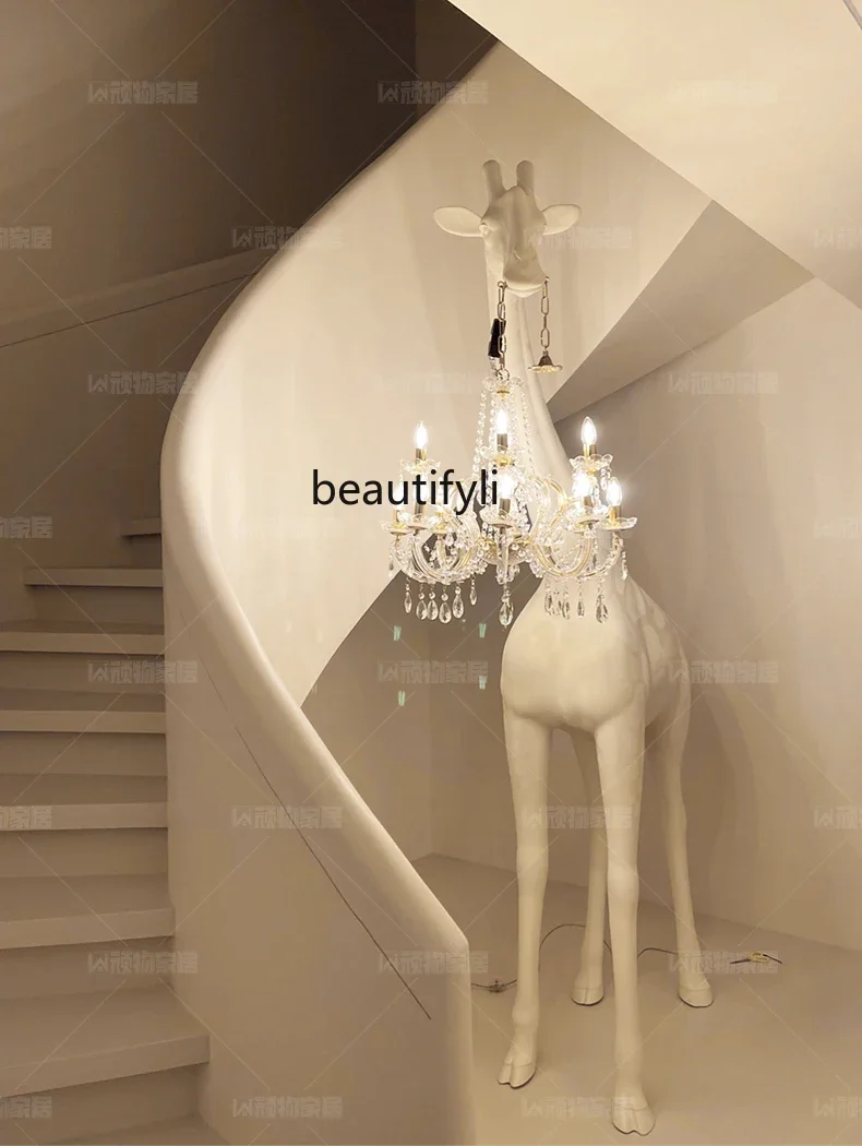 Nordic Animal Sculpture Giraffe Floor Lamp Creative Exhibition Hall Hotel Lobby Sales Office Decoration Floor Lamp