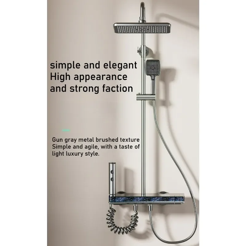 High-end Starry Sky LED Light Bathroom Faucet Shower Set Temperature Display Shower System Hot Cold Shower Mixer Tap