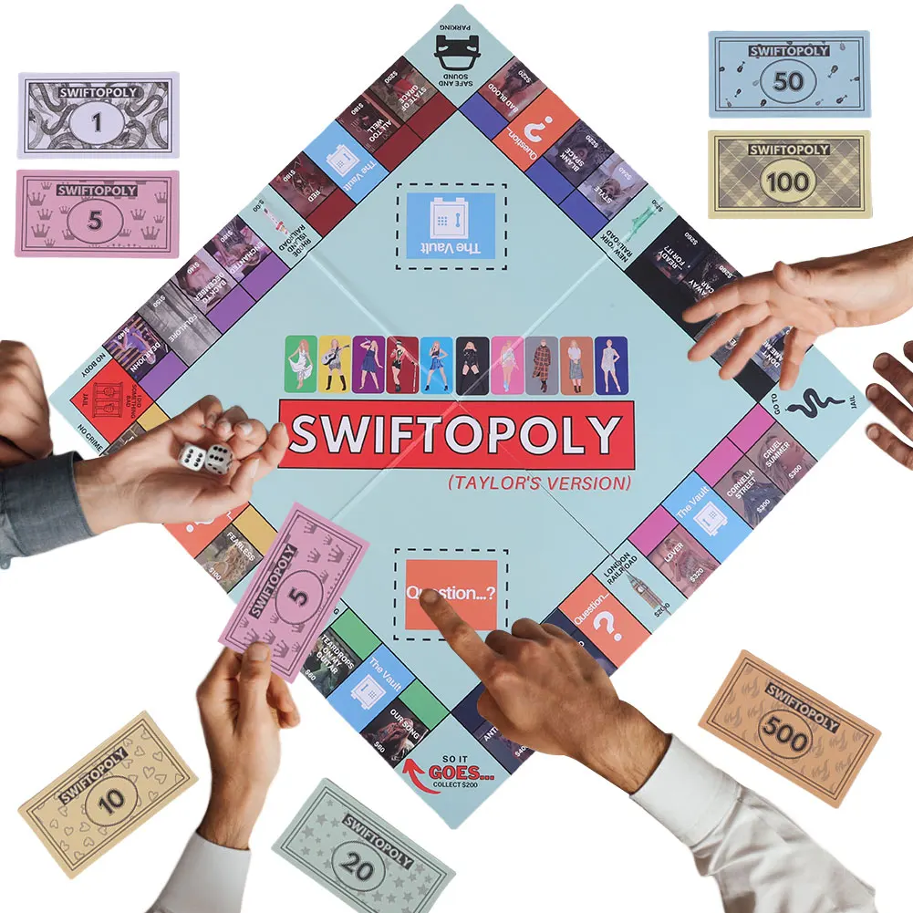 Taylor's Monopoly Board Game Fun Party Family Interactive Chess Game Swiftopoly Board Game for 2 to 8 Players for Adults Fans