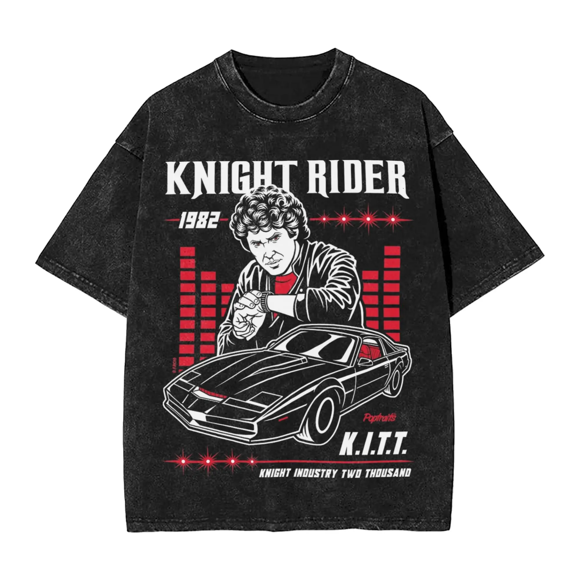 Camiseta para parejas KITT Knight Rider, camisetas lavadas, camisetas populares de verano, diseño básico Y2K, ropa de algodón de talla grande 2XL