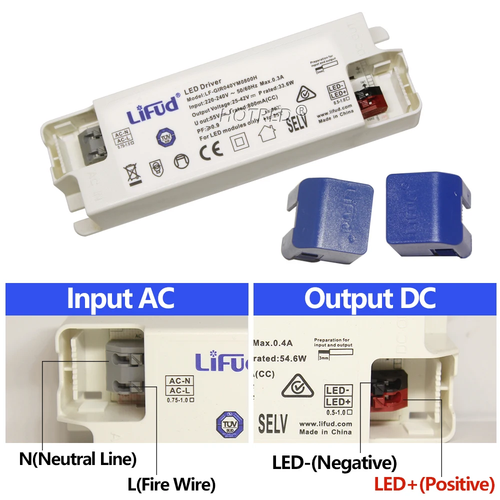 Lifud LED Driver GIR040YS0900H 40W 800mA 850mA 900mA 950mA 1000mA 1050mA High PF Contant Current Isolation Lighting Transformer