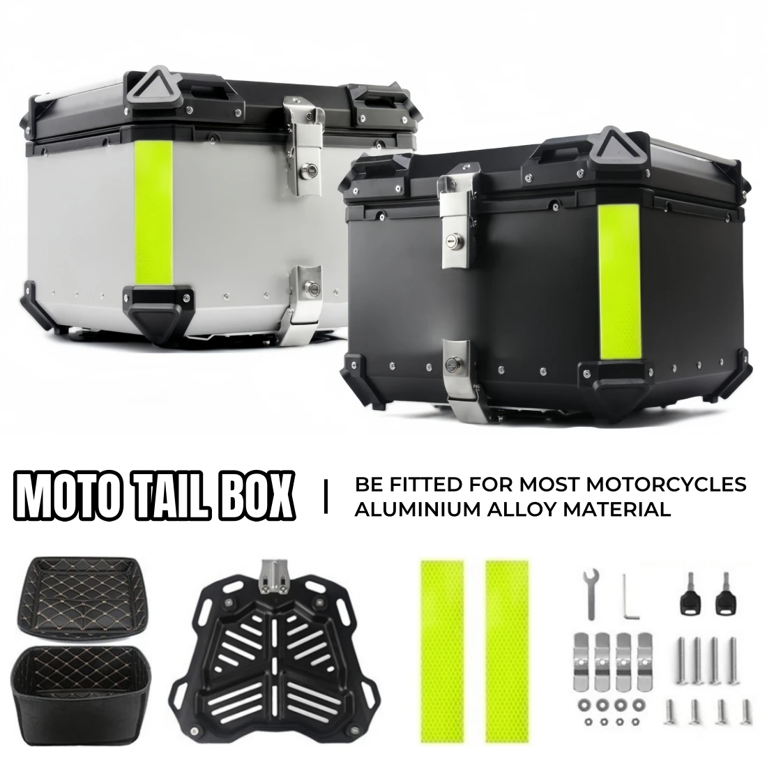 Universal Motorcycle Upper Box, Motorcycle Trunk Aluminum Rear Box, Waterproof Travel Helmet Box, Motorcycle Luggage Case, Tool Box